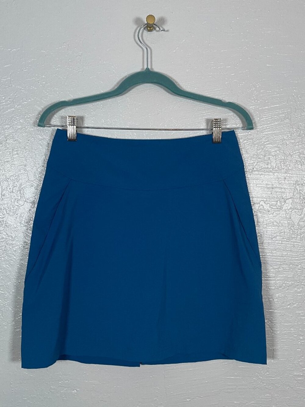 Royal Robbins Women 2 Blue Discovery Mini Skirt Lined Pockets Stretch Granola